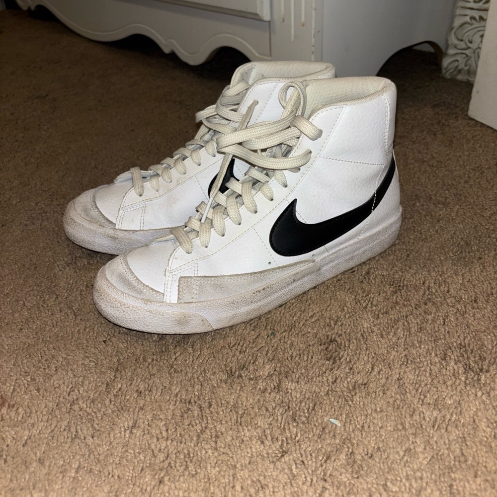 Nike White and Black High-Top Sneakers